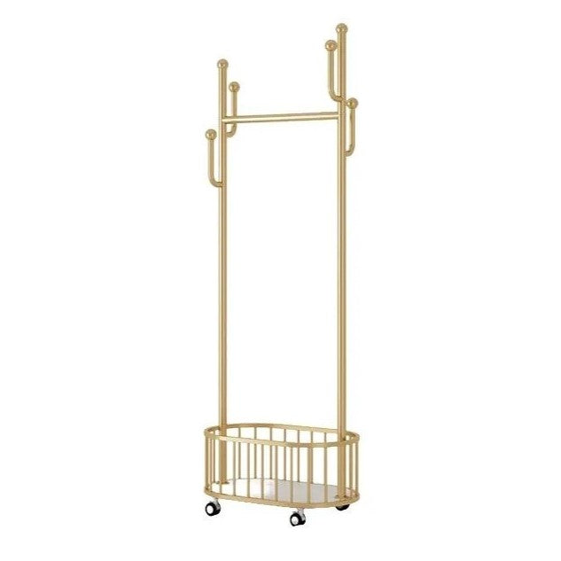 Classic Minimalist Modern Metal Clothing Stand Wardrobe Garment Storage Rack with Wheel