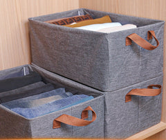 Large Storage Baskets for Shelves, Metal Frame Cloth Wardrobe Storage Organizer