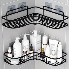 Rustproof Corner Shower Shelf | Wall Mounted Bathroom Storage Rack | No Drill Bathroom Organizer