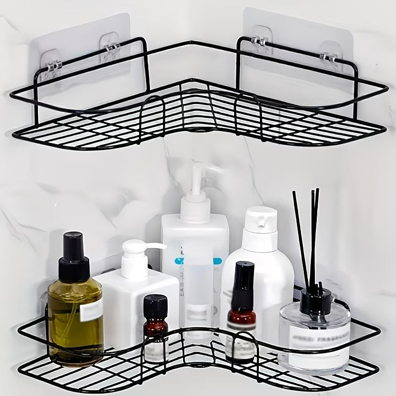 Rustproof Corner Shower Shelf | Wall Mounted Bathroom Storage Rack | No Drill Bathroom Organizer