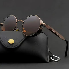 Spring Leg Design - Stylish Unisex Fashion Accessory for Men & Women, Brown Tinted Lenses, Perfect for Casual Outfits, Retro Glasses