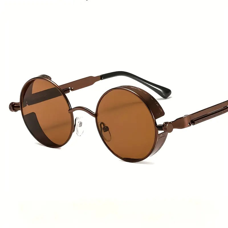 Spring Leg Design - Stylish Unisex Fashion Accessory for Men & Women, Brown Tinted Lenses, Perfect for Casual Outfits, Retro Glasses