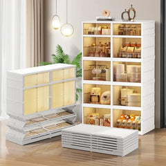 Multi-purpose Large Stackable Organizer For Home, Foldable Storage Kitchen Cabinet With Doors