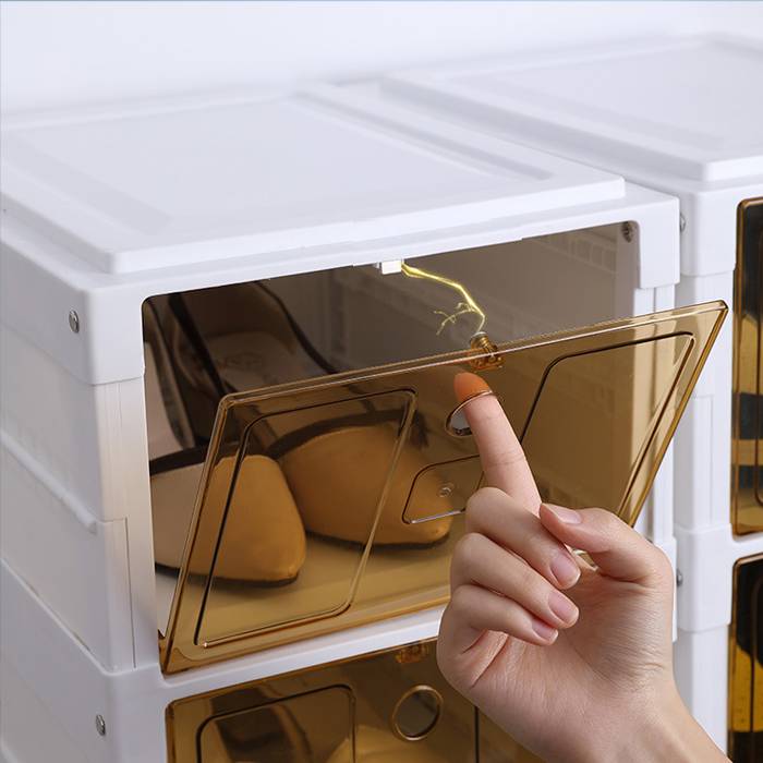 Multi-Layer Foldable Stackable Shoe Storage Cabinet, Closed-Type Shoe Rack
