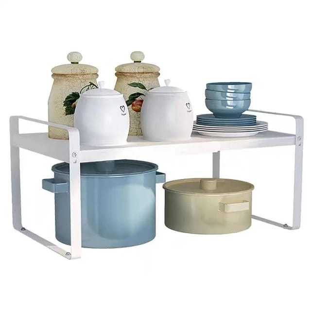 Expandable Kitchen Storage Rack, Cabinet Insert For Kitchen Cupboard, Countertop Storage Organizer
