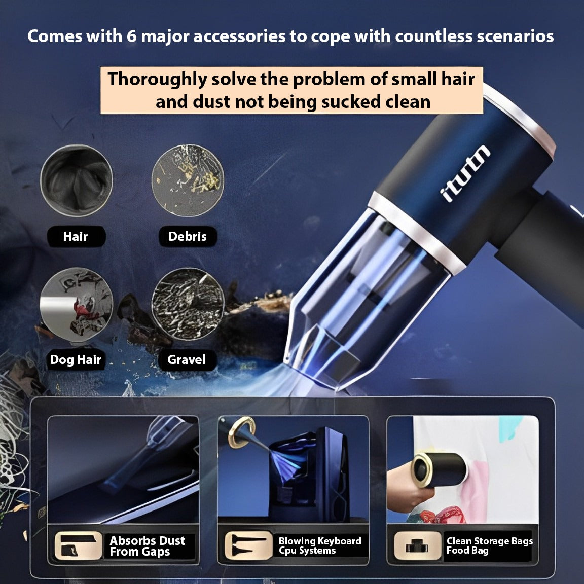 Portable Handheld Wireless Vacuum Cleaner with Suction and Blowing, Multipurpose Dual Vacuum Cleaner