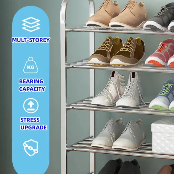 Multi-Layer Stainless Steel Shoes Rack - Space-Saving Shoe Cabinet Shelf