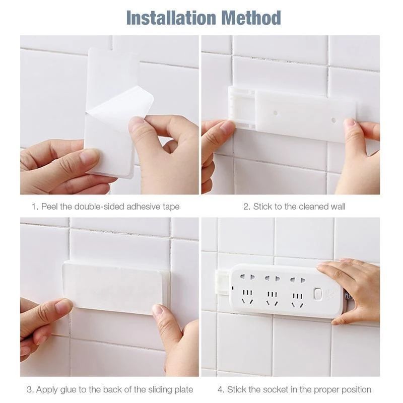 2 Pcs Wall Mount Punch Free Socket Holder