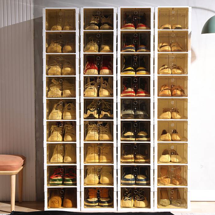 Multi-Layer Foldable Stackable Shoe Storage Cabinet, Closed-Type Shoe Rack