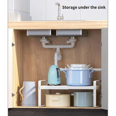 Expandable Kitchen Storage Rack, Cabinet Insert For Kitchen Cupboard, Countertop Storage Organizer