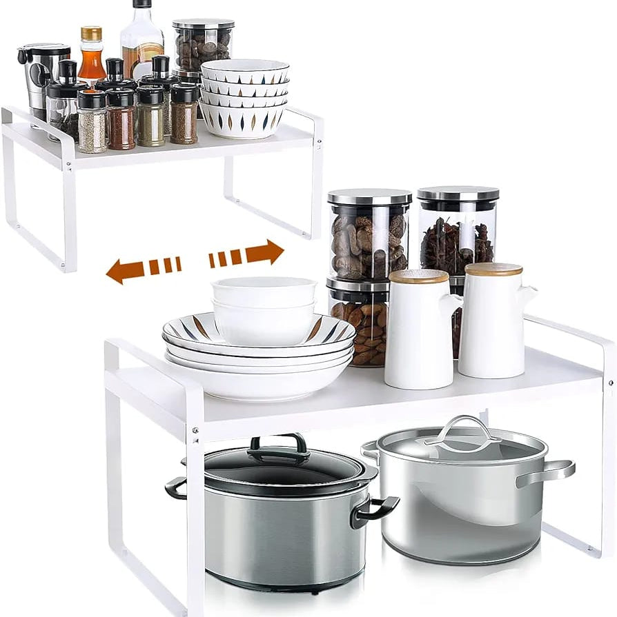 Expandable Kitchen Storage Rack, Cabinet Insert For Kitchen Cupboard, Countertop Storage Organizer