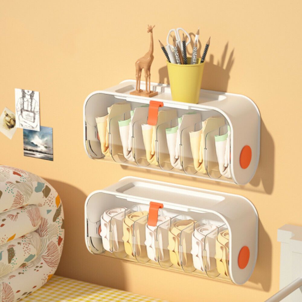 Wall Mounted Underwear Storage Box, 6 Cells Adjustable Socks Panties Storage Drawer Organizer