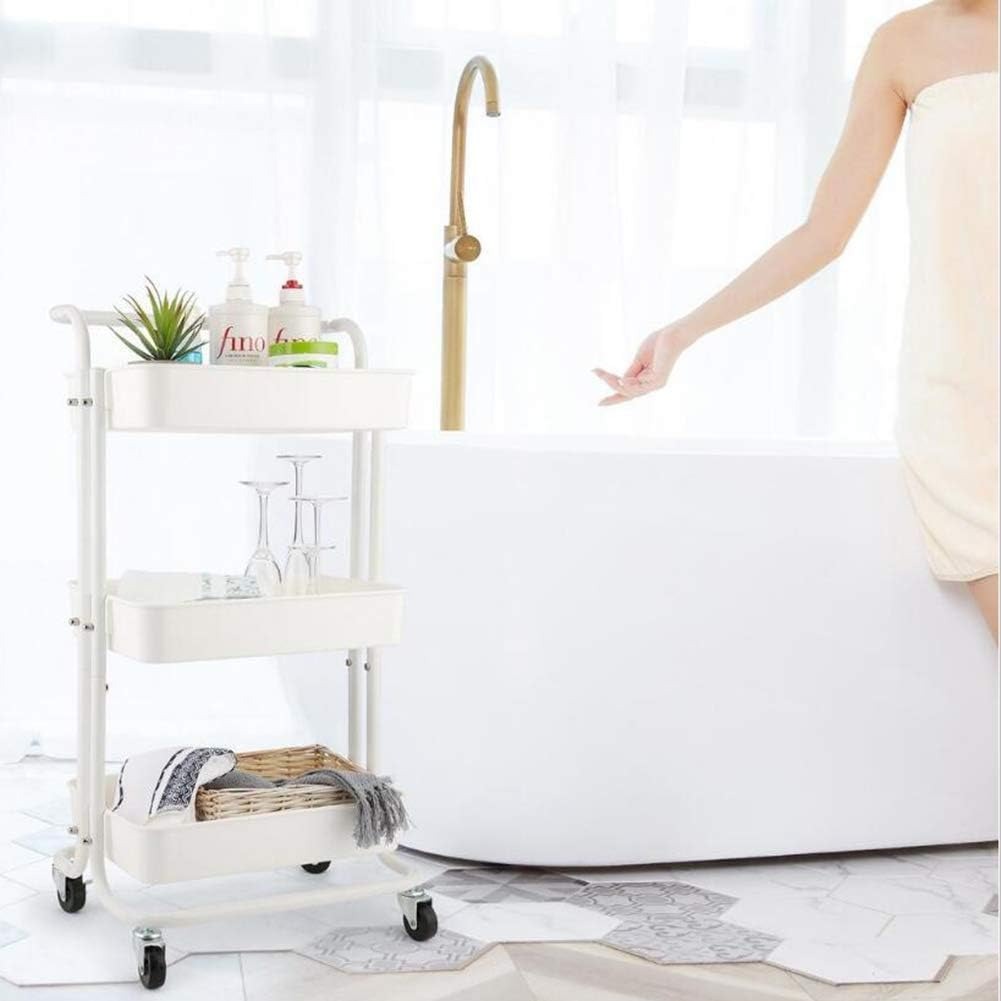 3-Tier Trolley Cart Organizer - Stackable Basket Rack for Kitchen and Pantry Storage