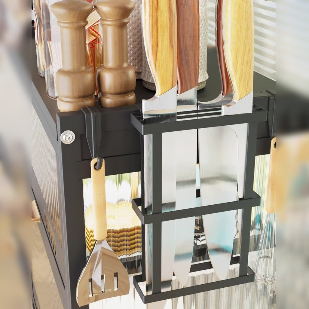 Kitchen Storage Rack Cabinet - Countertop Cutlery and Dish Organizer with Drawer for Utensils, and Cookware