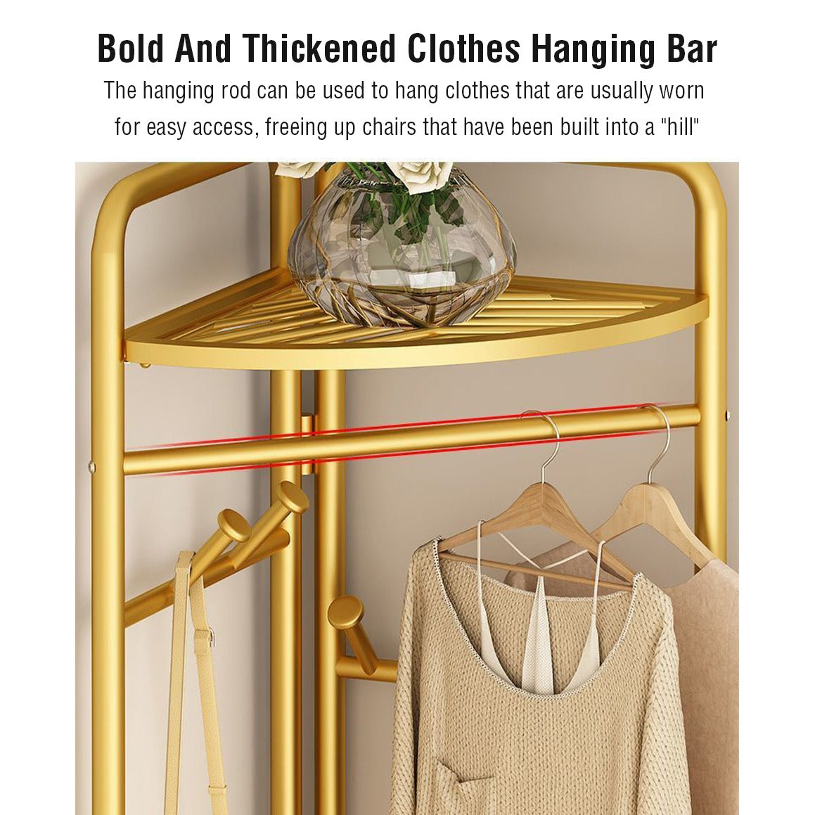 Garment Clothing Rack with Bottom Storage- Multi-purpose Cloth Hanger for Hand-bags, Hats, Scarf and Storage for Shoes