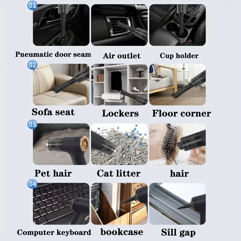 Portable Handheld Wireless Vacuum Cleaner with Suction and Blowing, Multipurpose Dual Vacuum Cleaner