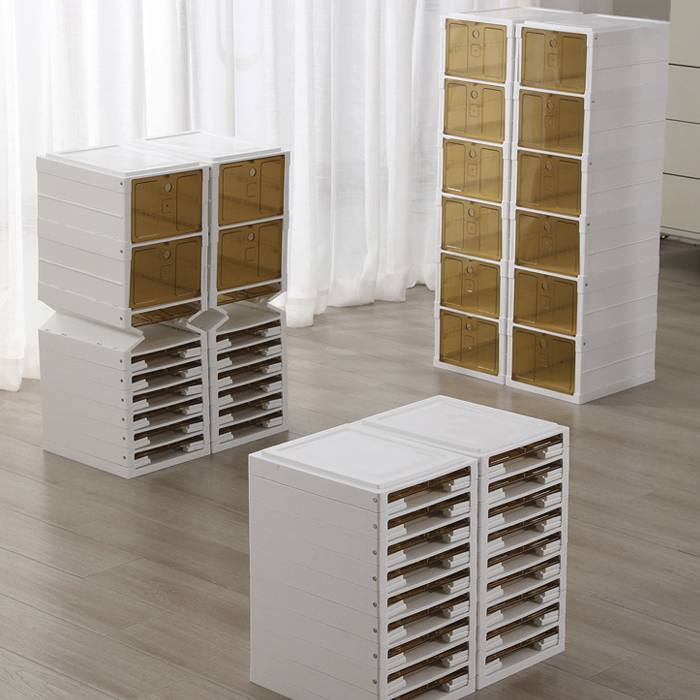 Multi-Layer Foldable Stackable Shoe Storage Cabinet, Closed-Type Shoe Rack